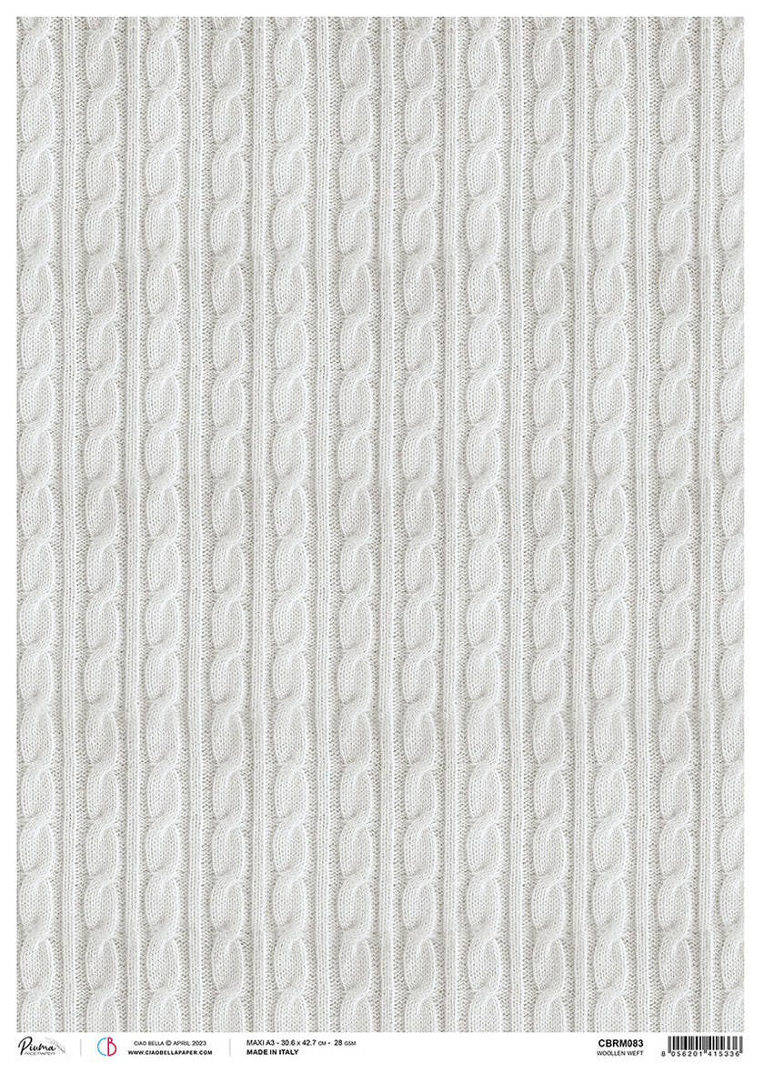 Ciao Bella Rice Paper A3 Piuma Woollen Weft - 3 Sheets
