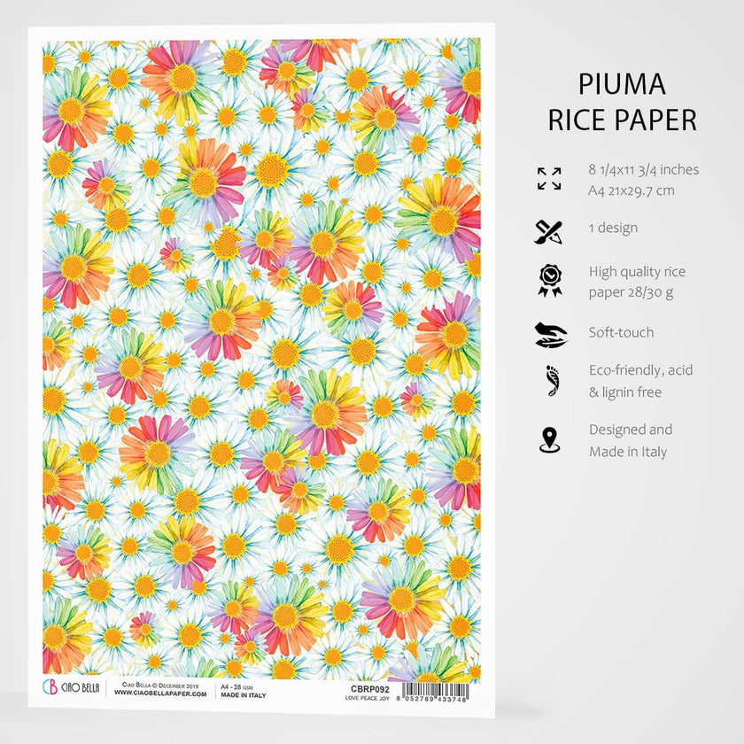 Ciao Bella Rice Paper A4 Love Peace Joy