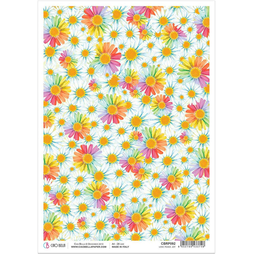 Ciao Bella Rice Paper A4 Love Peace Joy