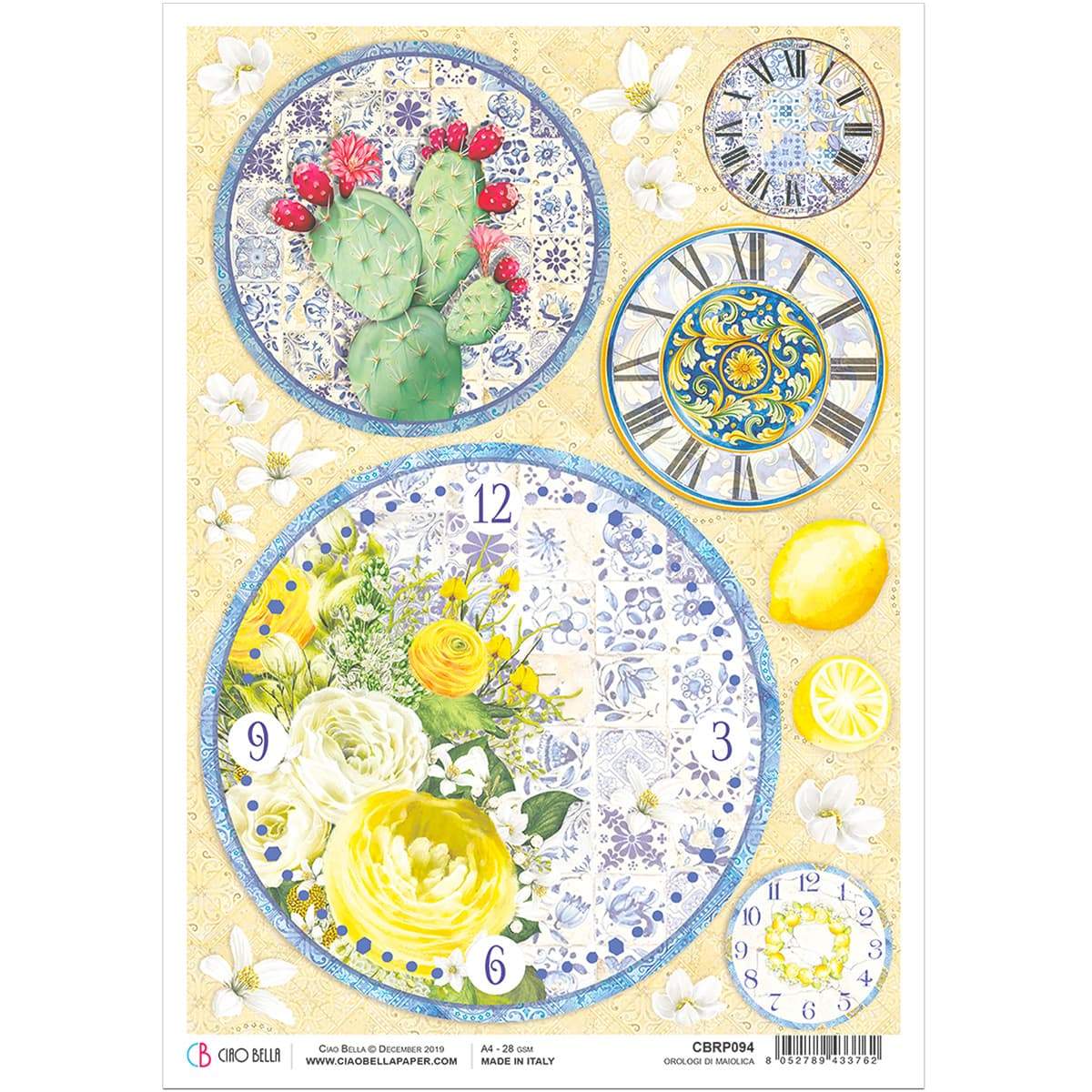 Ciao Bella Rice Paper A4 Orologi di Maiolica