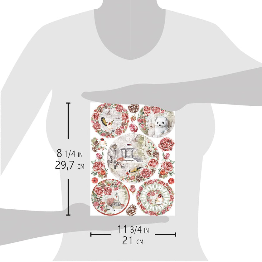 Ciao Bella Rice Paper A4 Frozen Roses Medallions