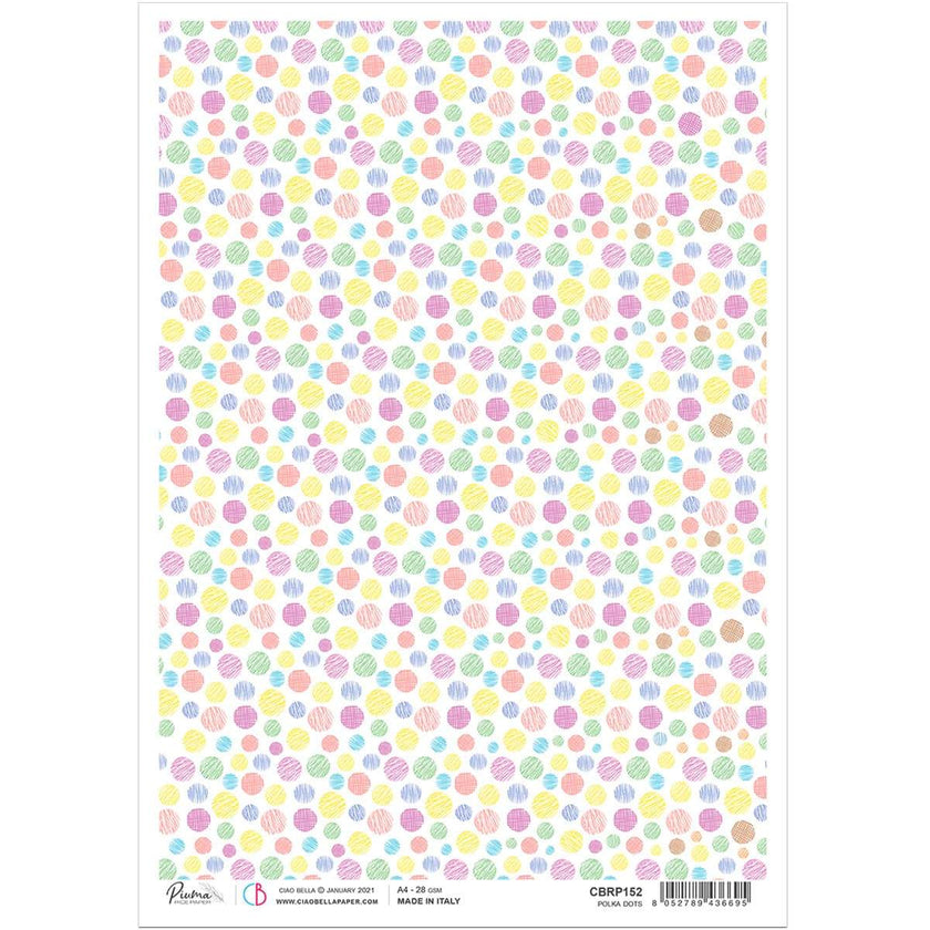 Ciao Bella Rice Paper A4 Polka Dots