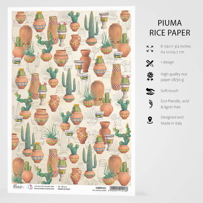 Ciao Bella Rice Paper A4 The Cactus Lover