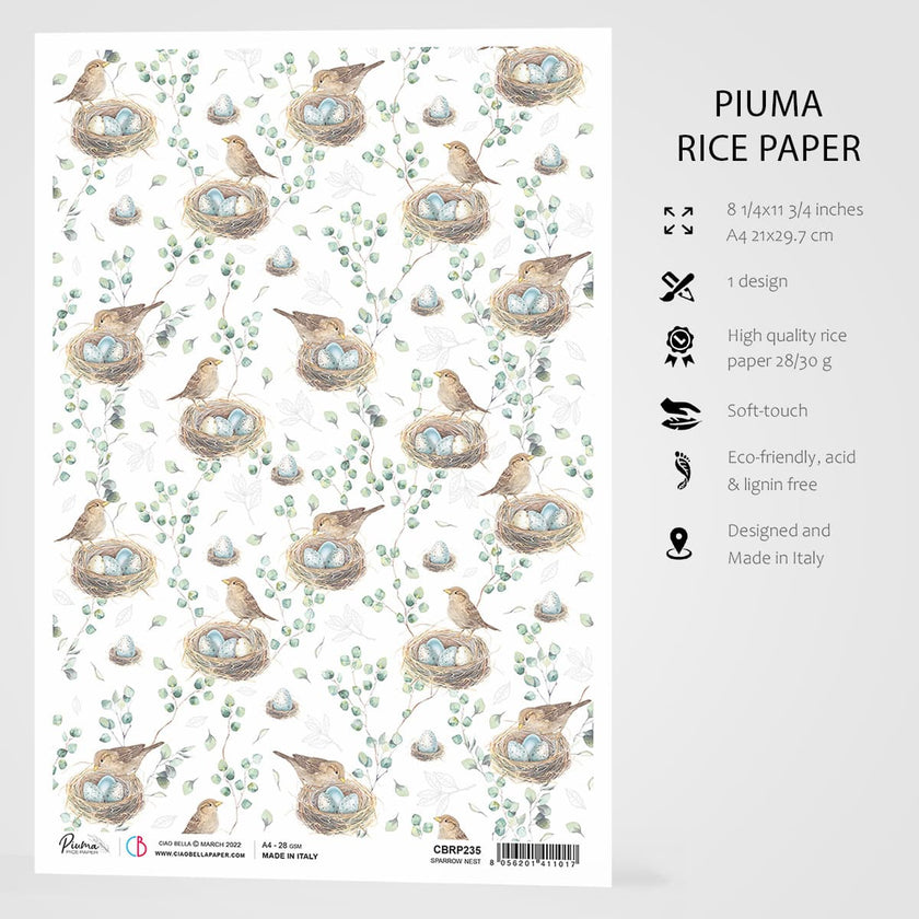Ciao Bella Rice Paper A4 Sparrow Nest