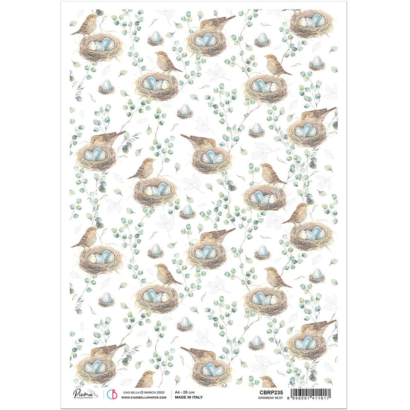 Ciao Bella Rice Paper A4 Sparrow Nest