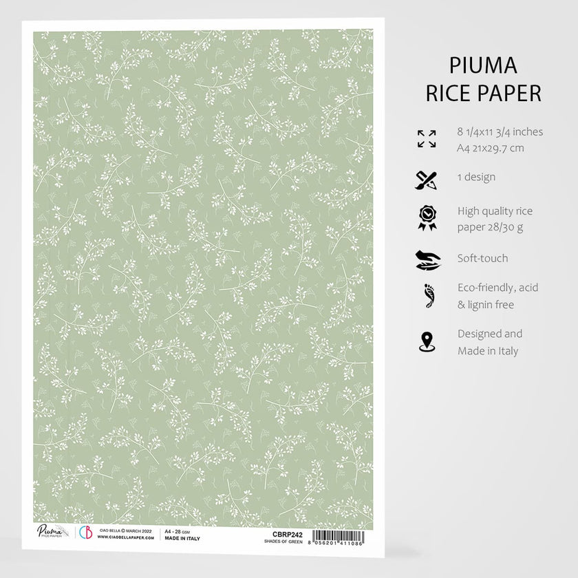 Ciao Bella Rice Paper A4 Shades Of Green