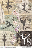 Ciao Bella Rice Paper A4 Piuma Les Pas de Danse - 5 Sheets