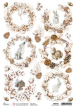Rice Paper A4 Piuma White garlands - 5 Sheets