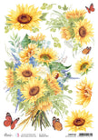 Ciao Bella Rice Paper A4 Piuma Love Blooms Here - 5 Sheets