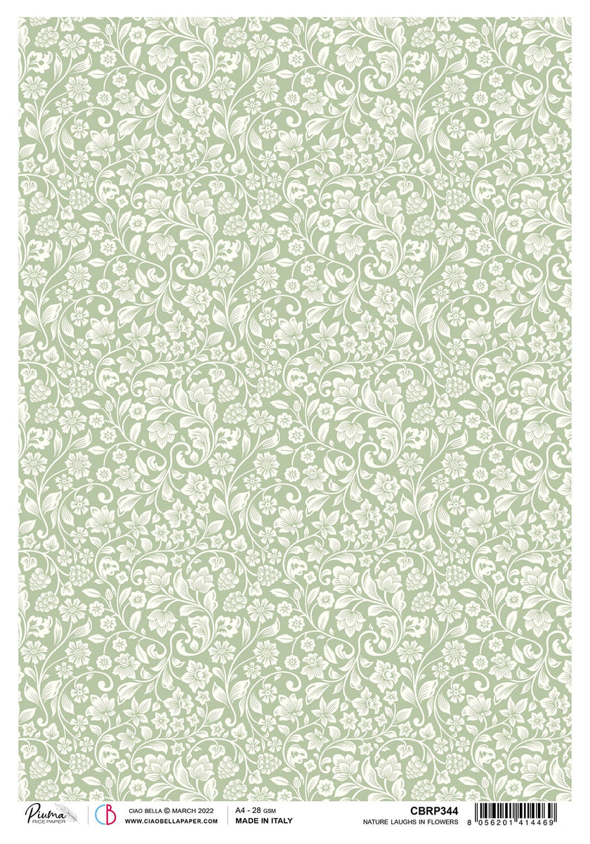 Ciao Bella Rice Paper A4 Piuma Nature Laughs In Flowers - 5 Sheets