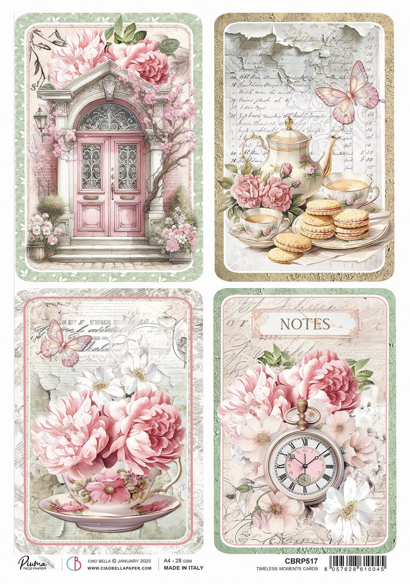 Rice Paper A4 Timeless Moments Cards - 5 Sheets