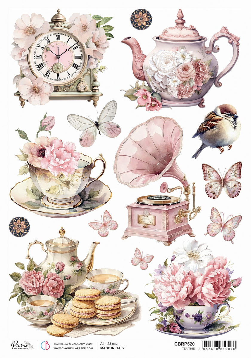Rice Paper A4 Tea Time - 5 Sheets