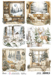 Rice Paper A4 Winter Frames - 5 Sheets