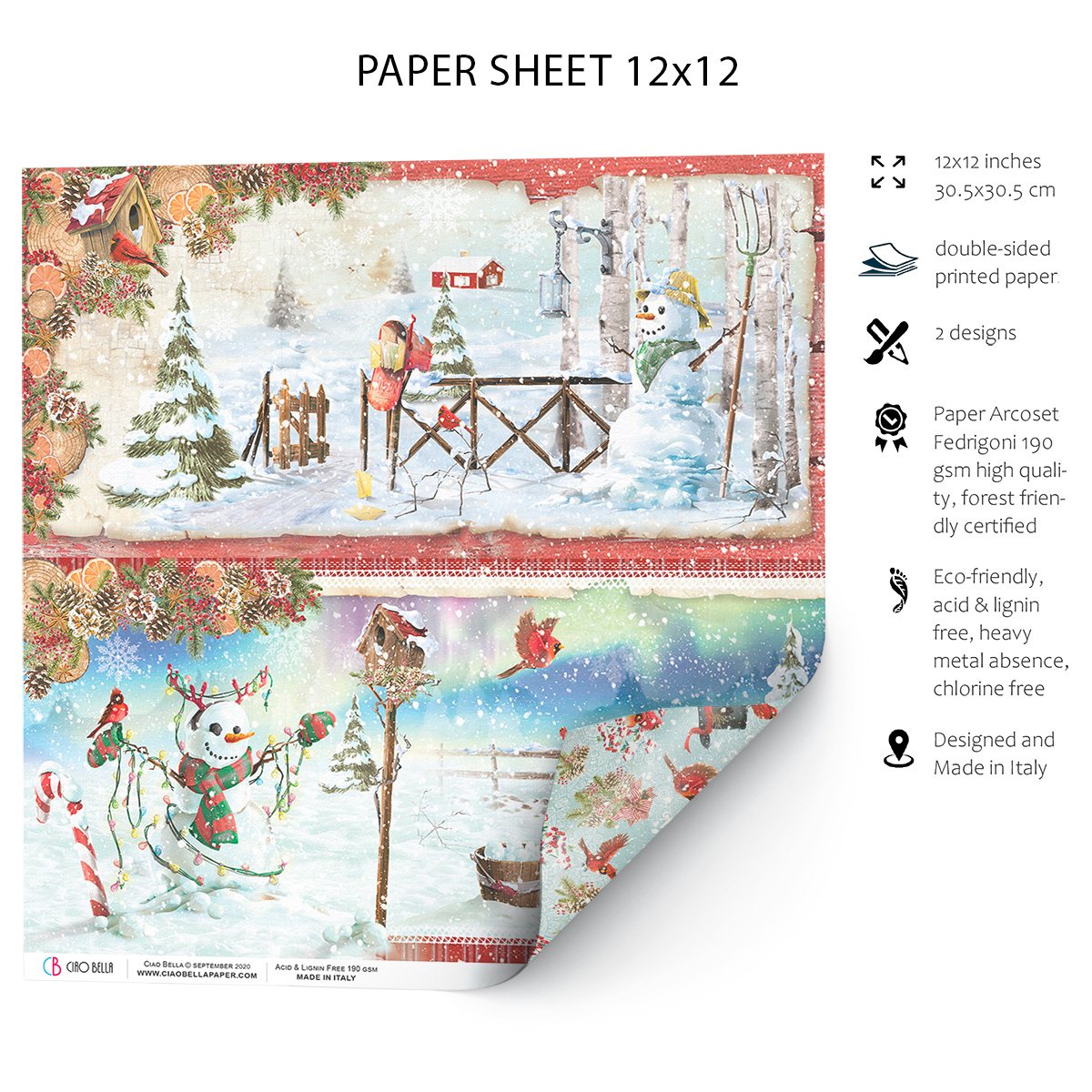 Ciao Bella Snowmen Paper Sheet 12
