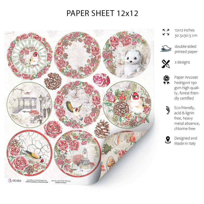 Ciao Bella Frozen Roses Medallions Paper Sheet 12