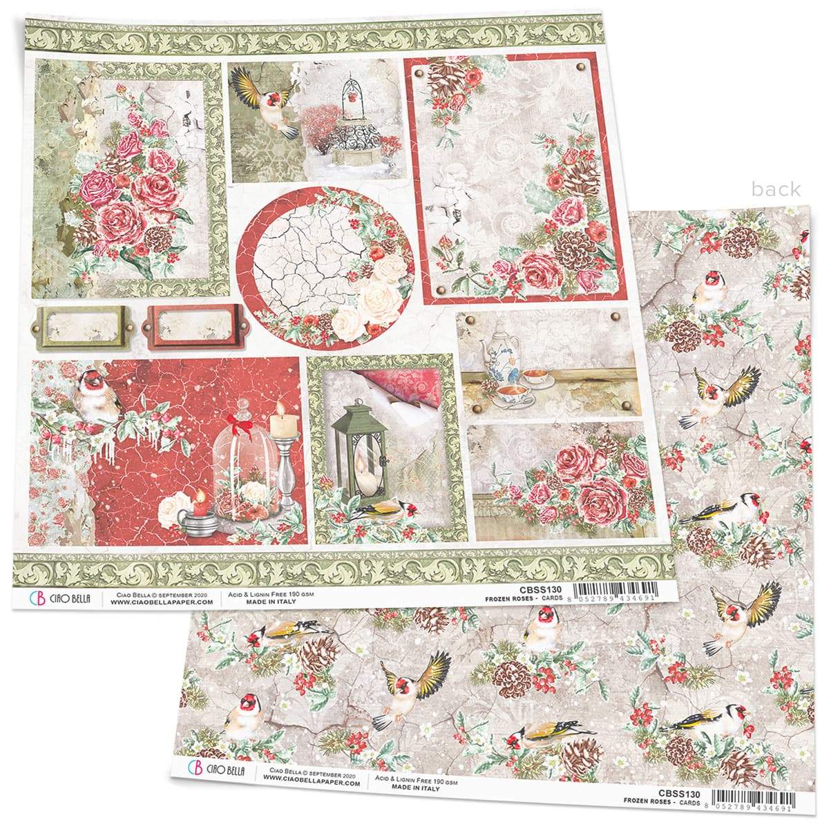 Ciao Bella Frozen Roses Cards Paper Sheet 12