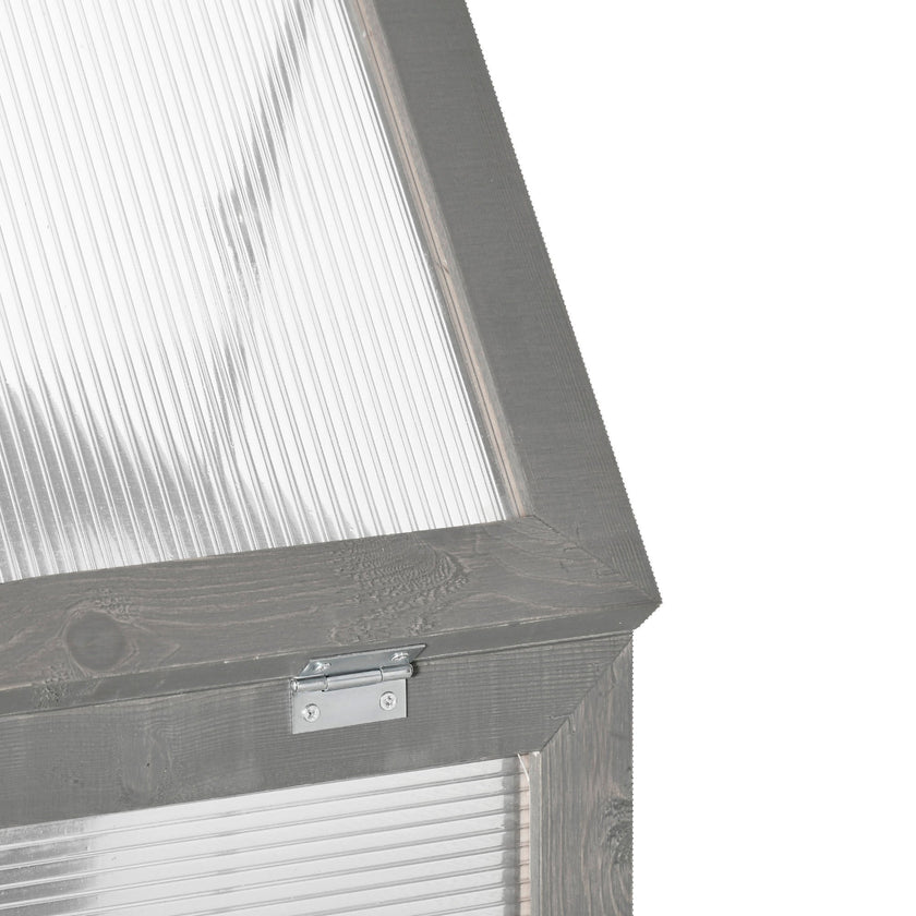 Outsunny 2 Tier Wooden Cold Frame Grow Box: Polycarbonate Portable Garden Grow House, Dark Gray