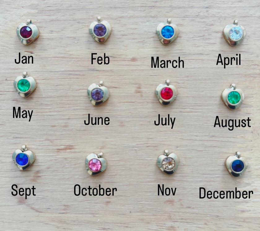 Heart Stone Necklaces in gold - various birthstone colours