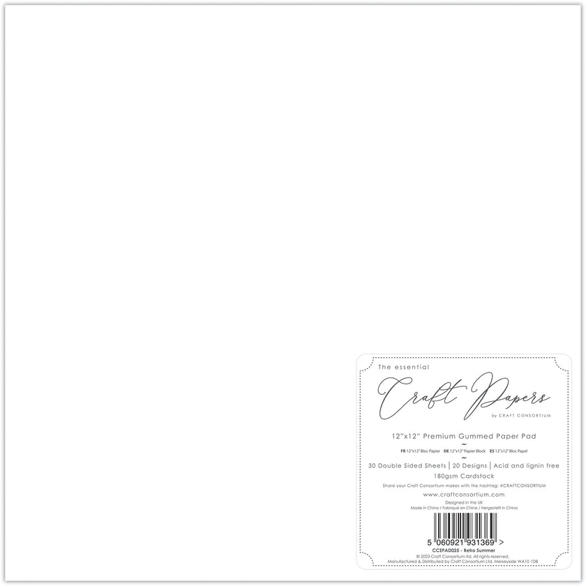 Craft Consortium Retro Summer - 12x12 Premium Paper Pad