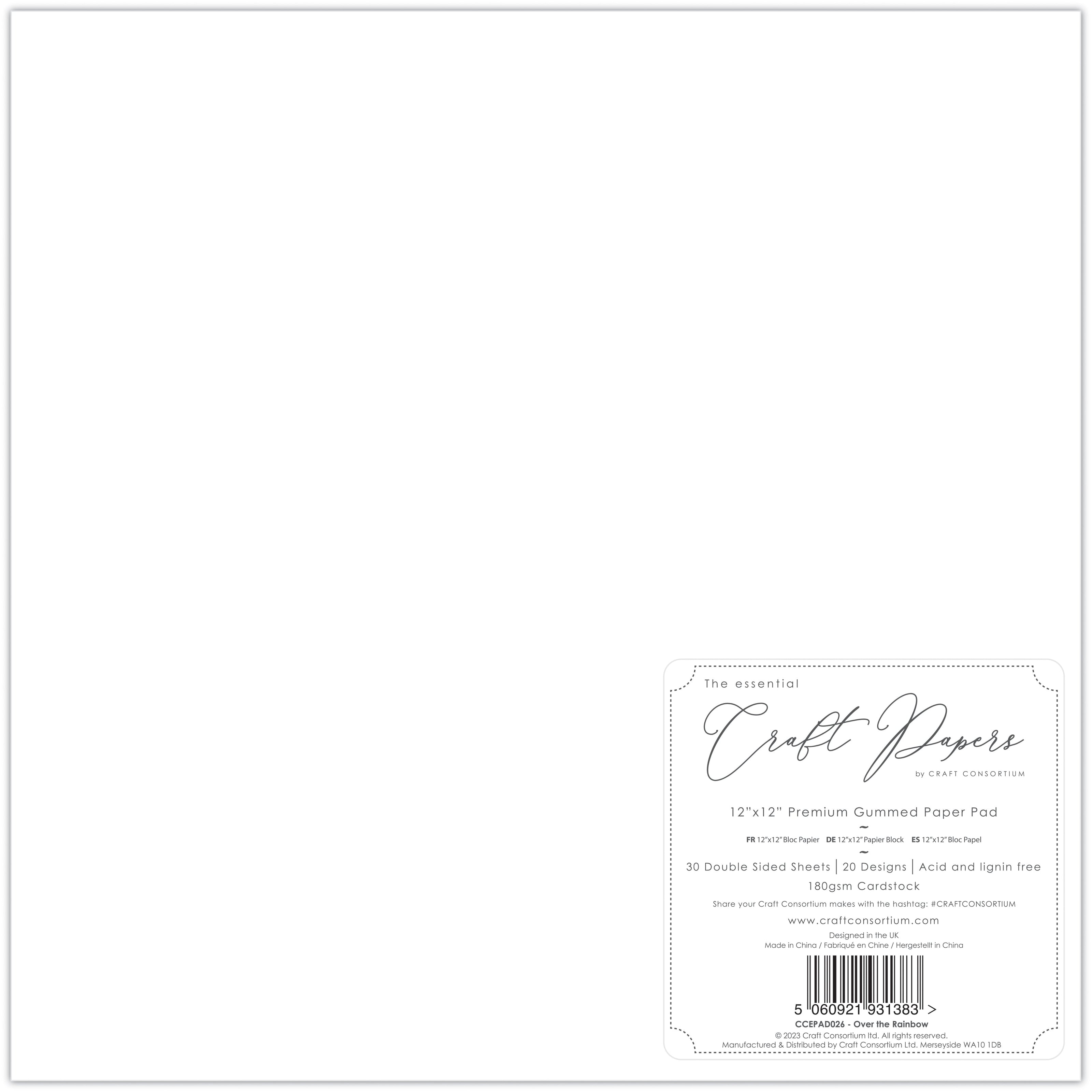Craft Consortium Over The Rainbow - 12x12 Premium Paper Pad