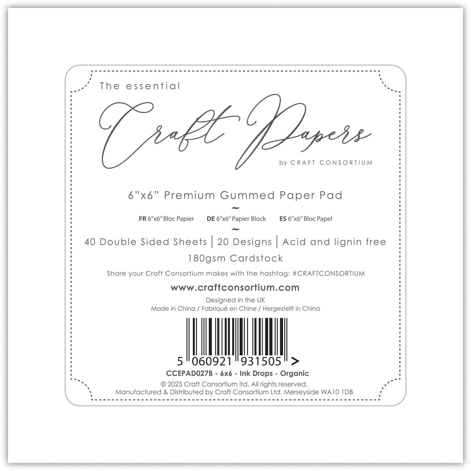 Craft Consortium Ink Drops - Organic - 6x6 Paper Pad
