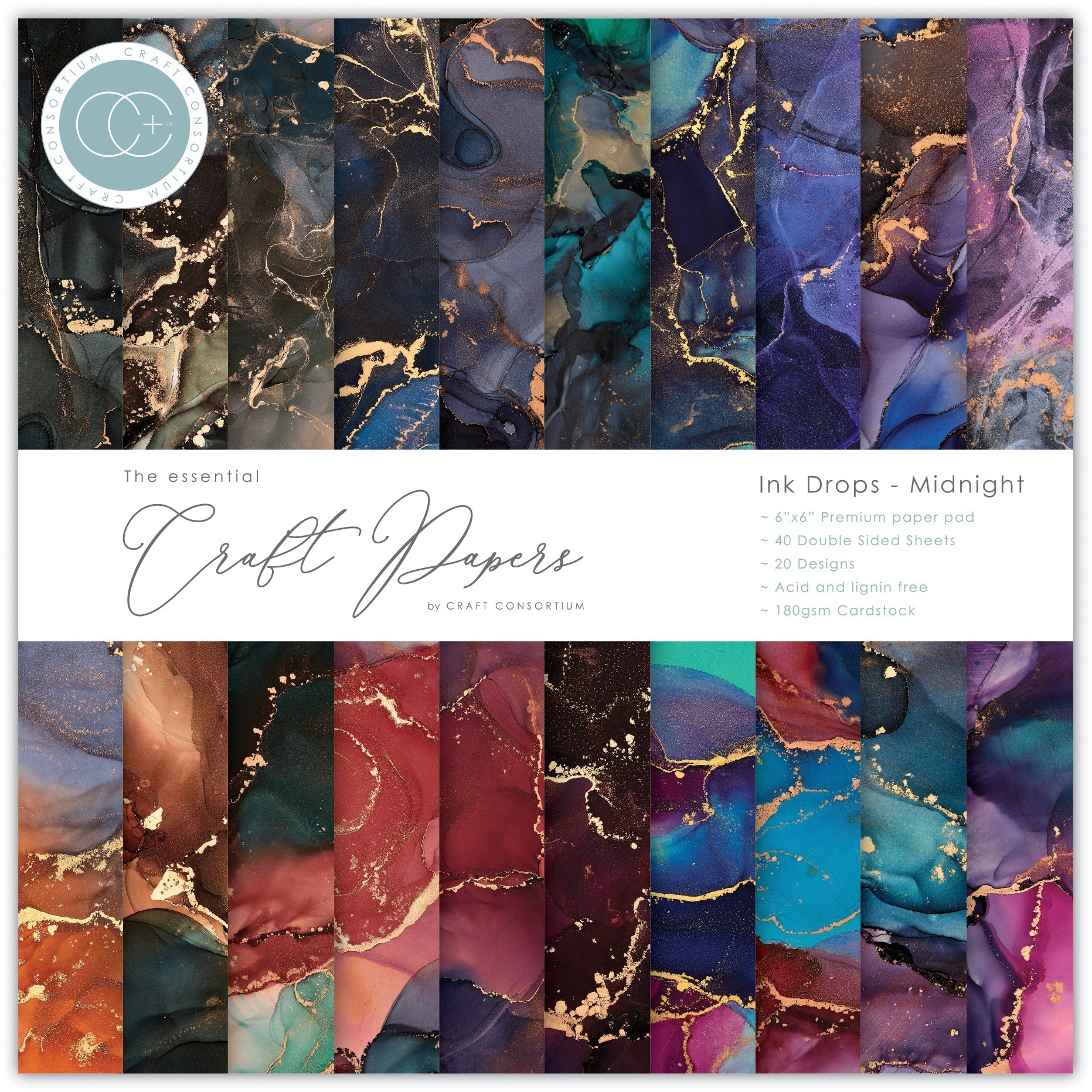 Craft Consortium - Ink Drops - Midnight - 6x6