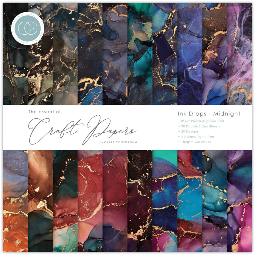 Craft Consortium - Ink Drops - Midnight - 8x8