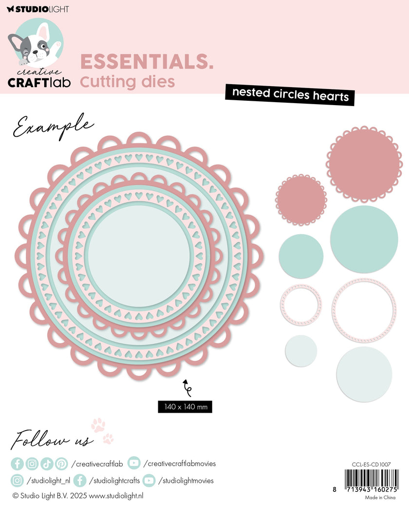 CCL Cutting Die Nested Circles Hearts Essentials 8 Pieces