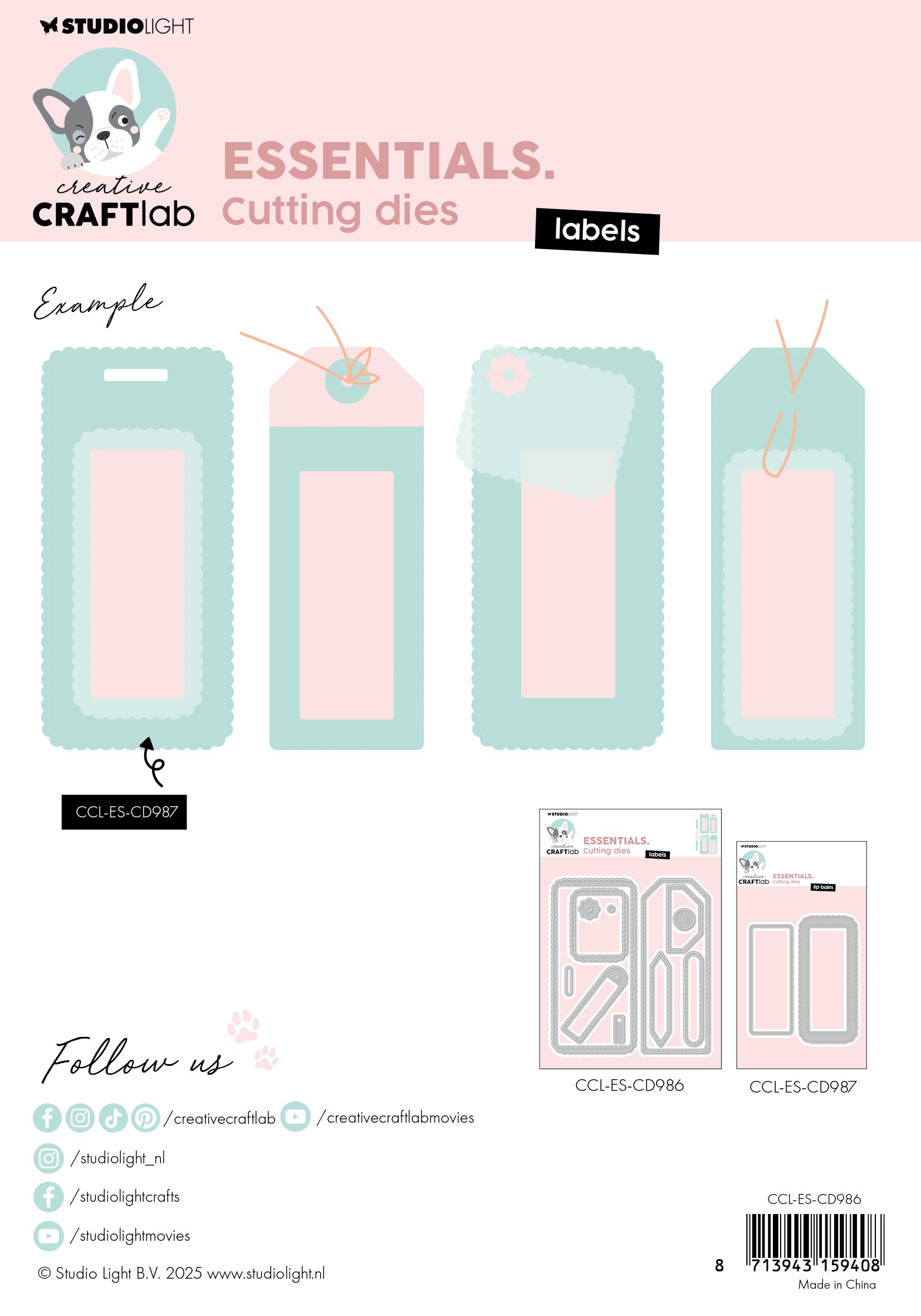 CCL Cutting Die Labels Essentials 12 Pieces