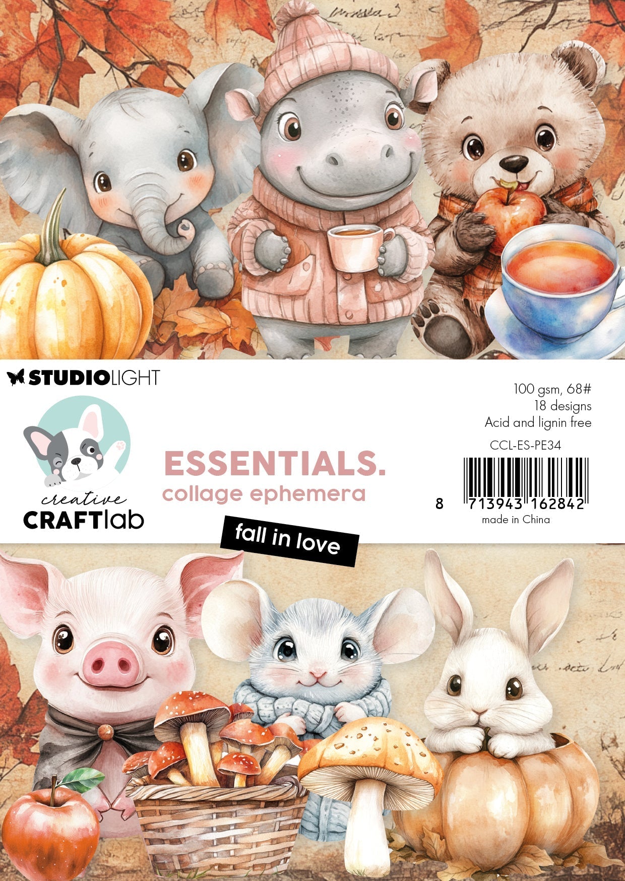 CCL Collage Ephemera Fall In Love Essentials 18 Pieces