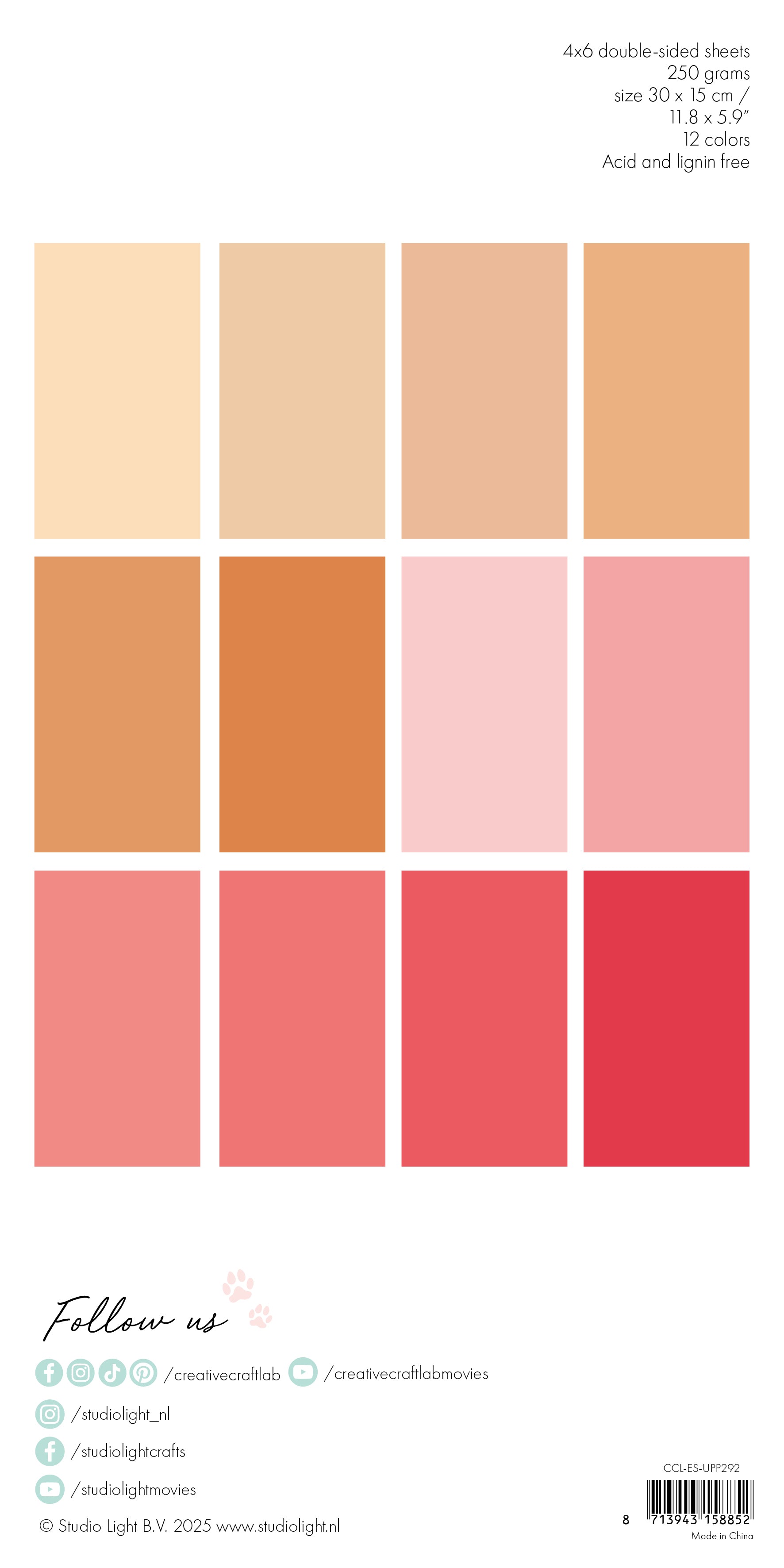 CCL Unicolor Paper Pad Peach & Pinks Essentials 24 SH