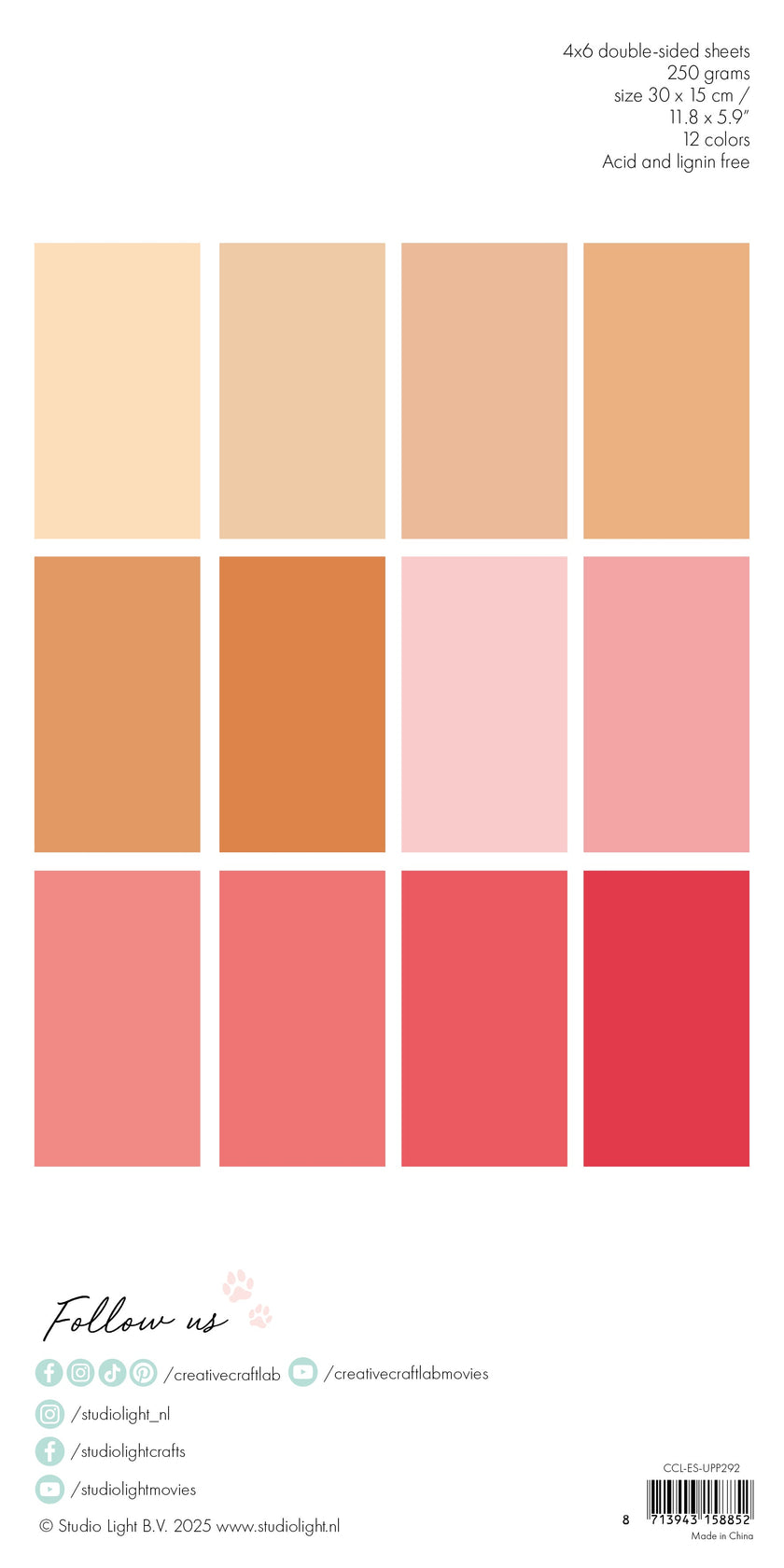 CCL Unicolor Paper Pad Peach & Pinks Essentials 24 SH