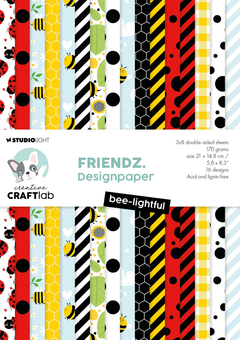 CCL Designer Paper Pad Bee-Lightful Friendz 24 Sheets