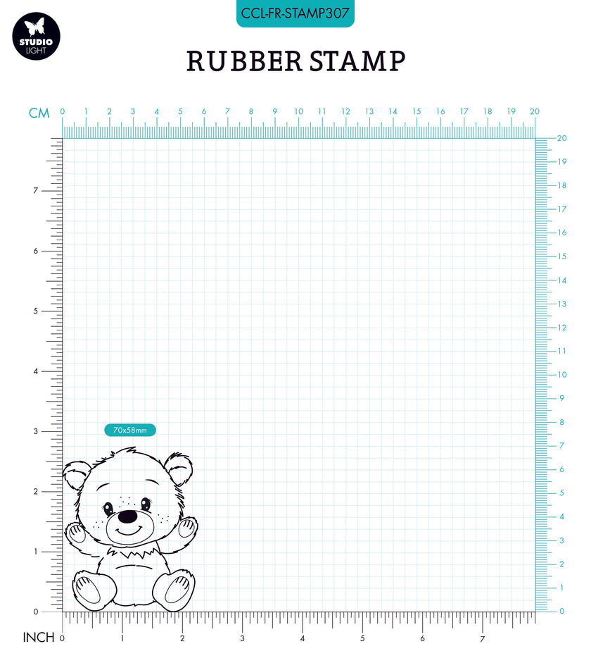 CCL Rubber Stamp Wooden Ted Sitting Friendz 77x65x4mm 1 PC nr.307