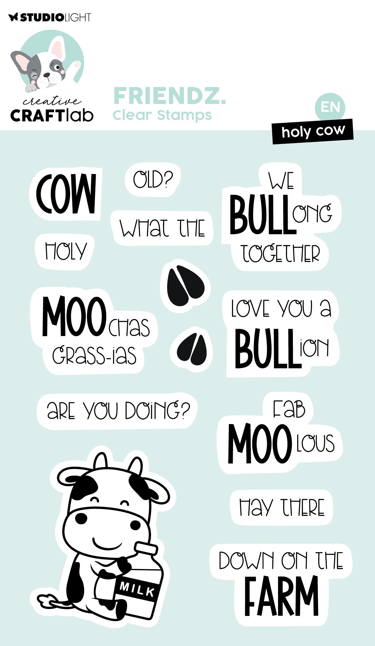 CCL Clear Stamp Holy Cow Friendz 14 PC