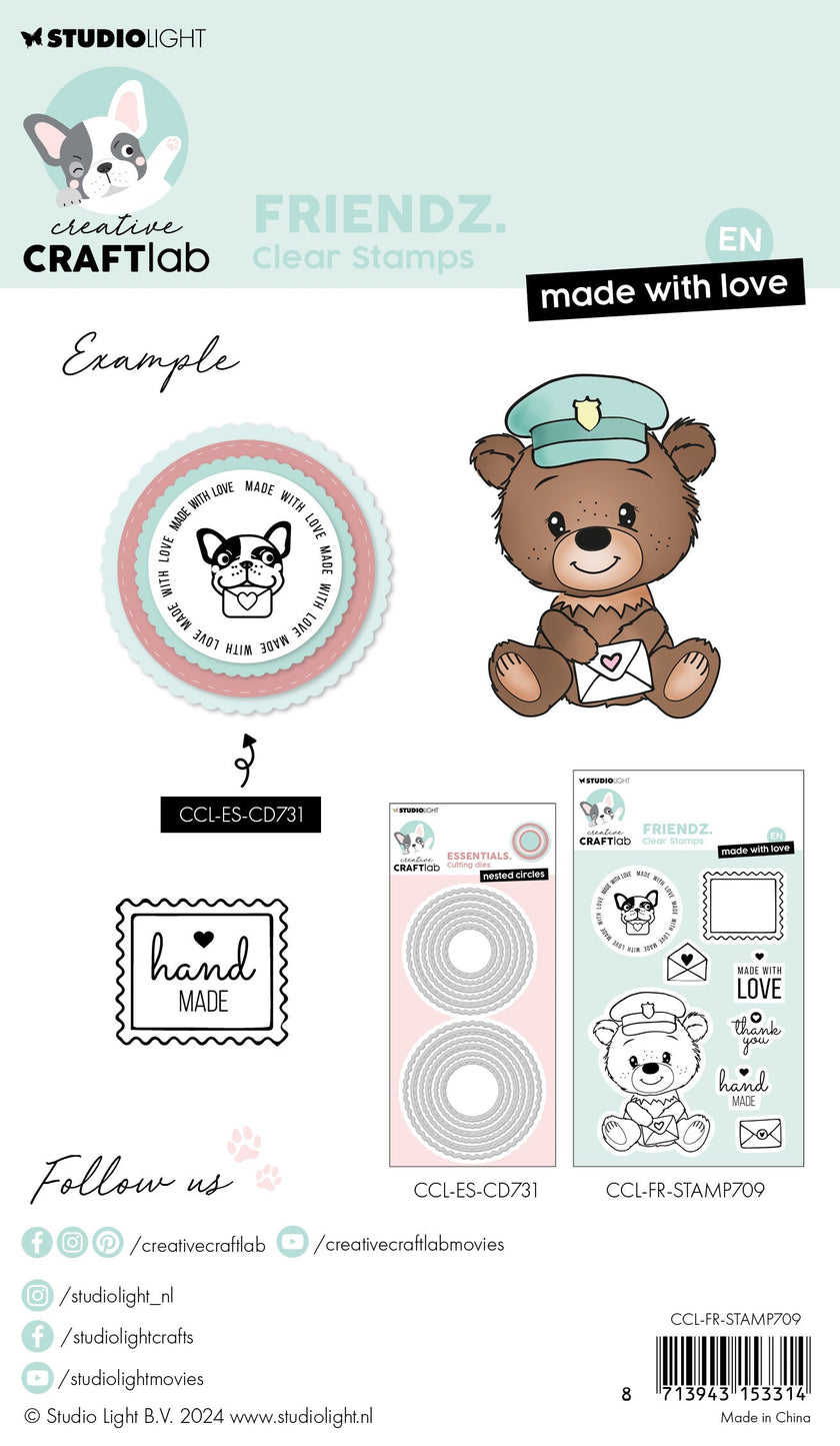 CCL Clear Stamp Made With Love Friendz 8 PC