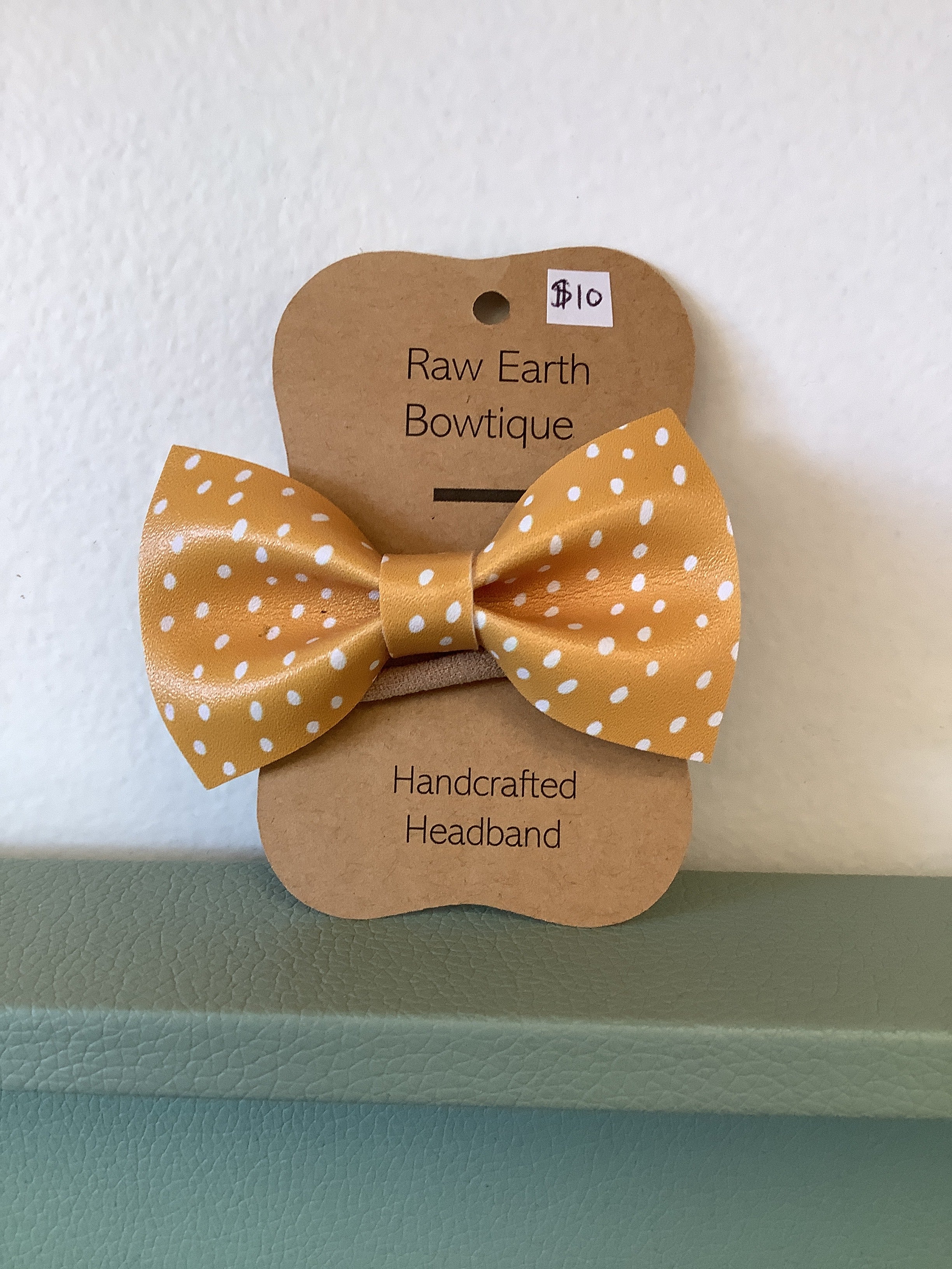 Raw Earth Bowtique Yellow Polka Dot Headband