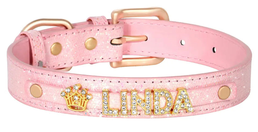 Rose Crown Name Dog Collar | Customized Dog Collar