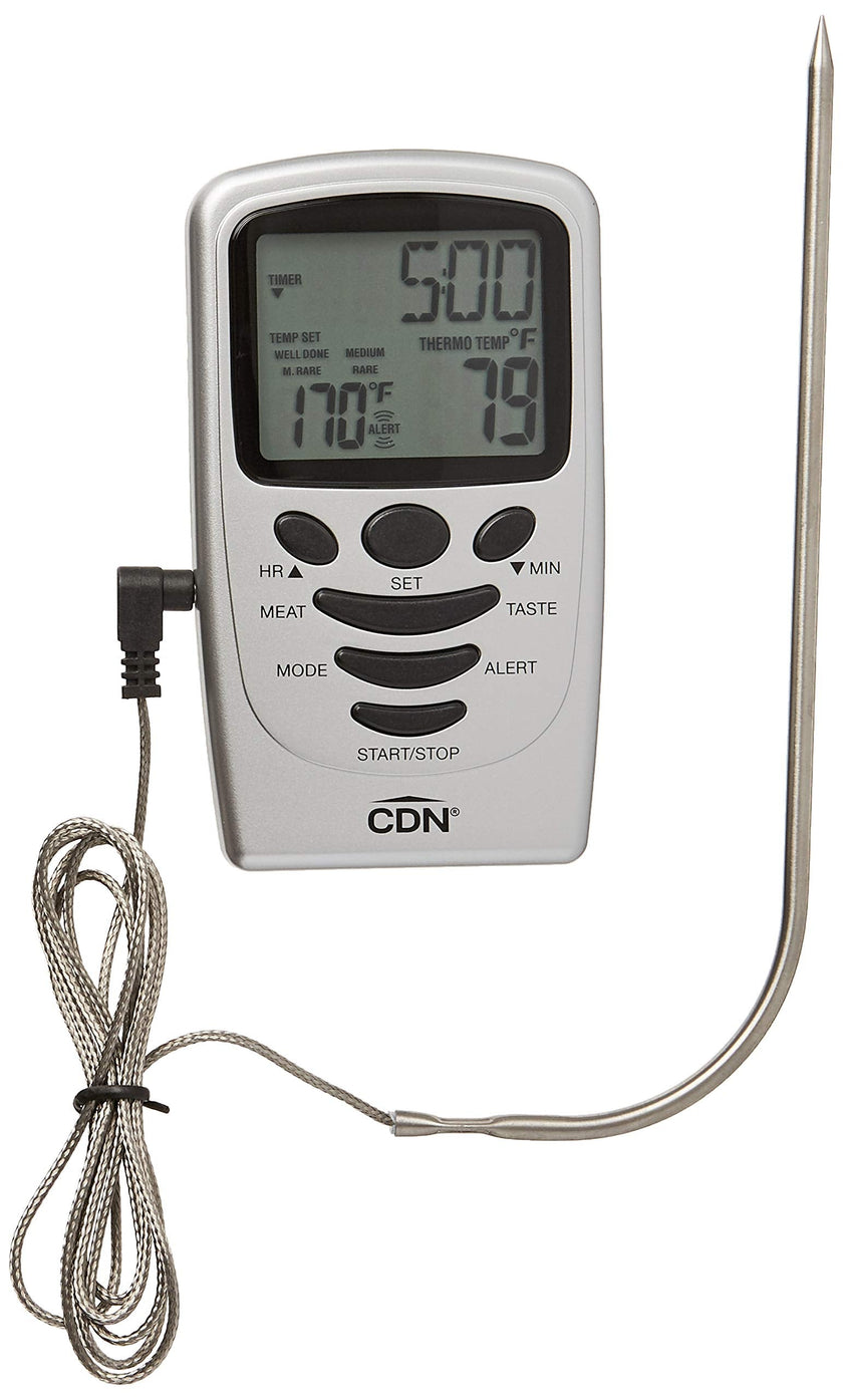 CDN - Thermomètre/Minuterie numérique programmable, sonde argentée