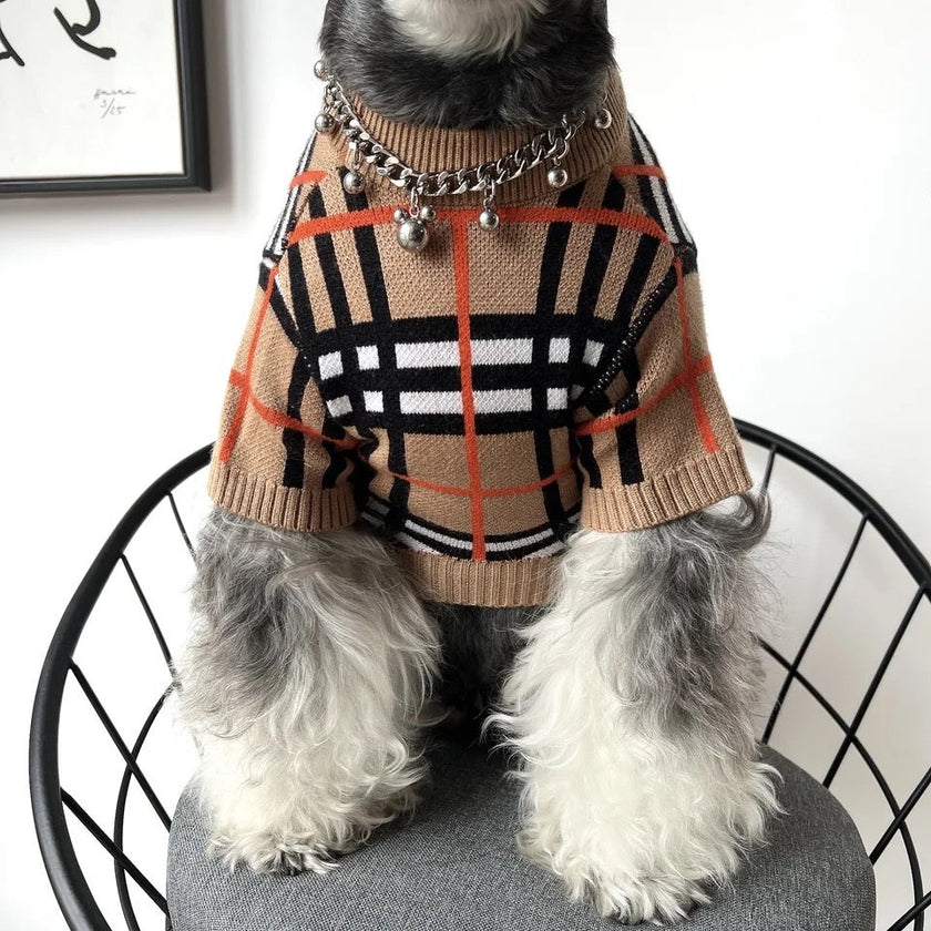 Dog Knit Sweater | Brrbrry Plaid Dog Sweater