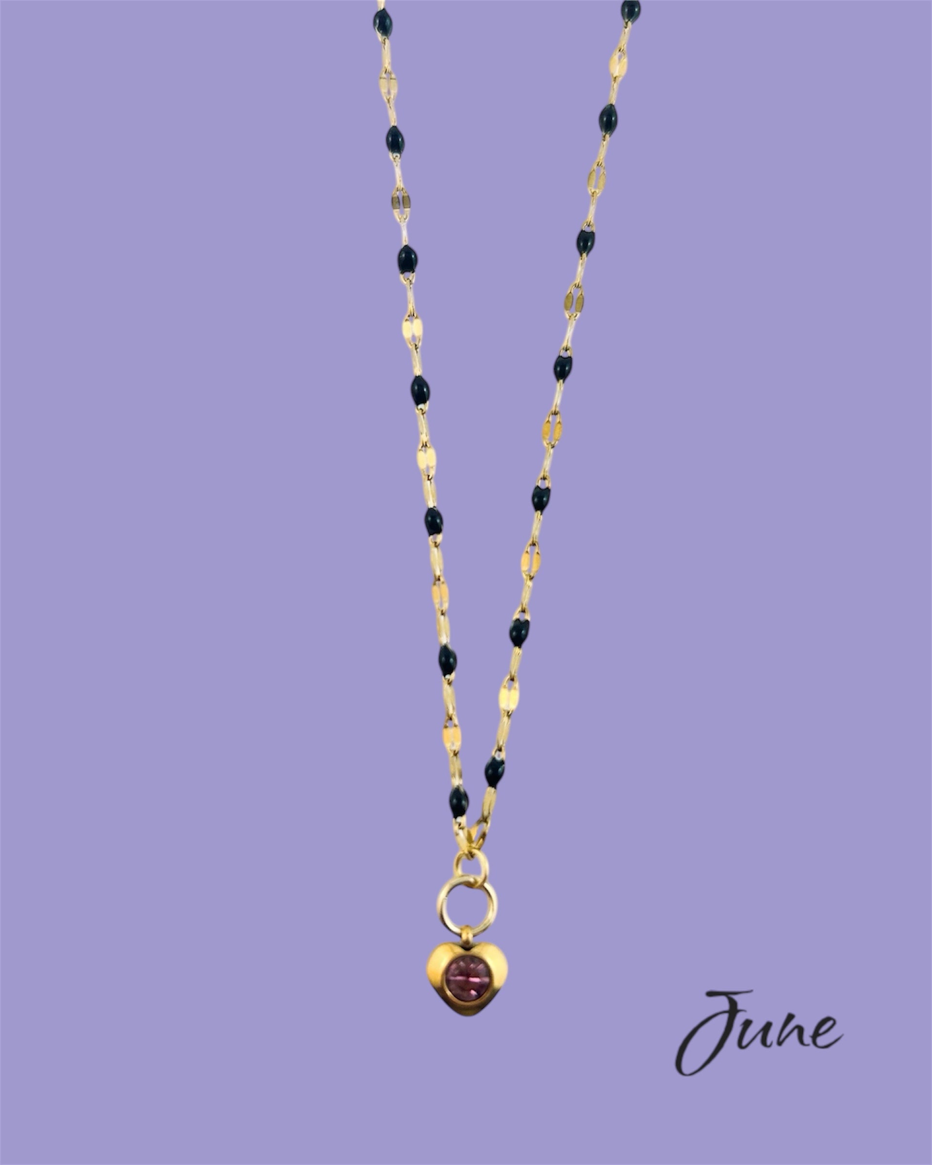 Heart Stone Necklaces in gold - various birthstone colours