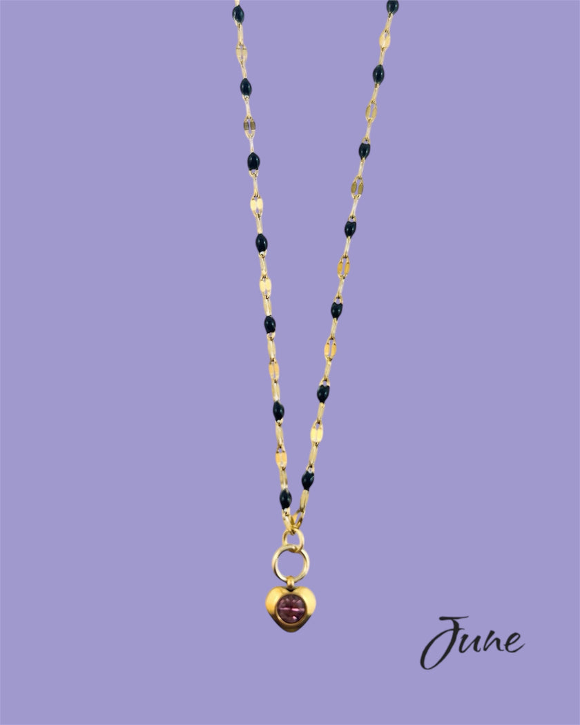 Heart Stone Necklaces in gold - various birthstone colours