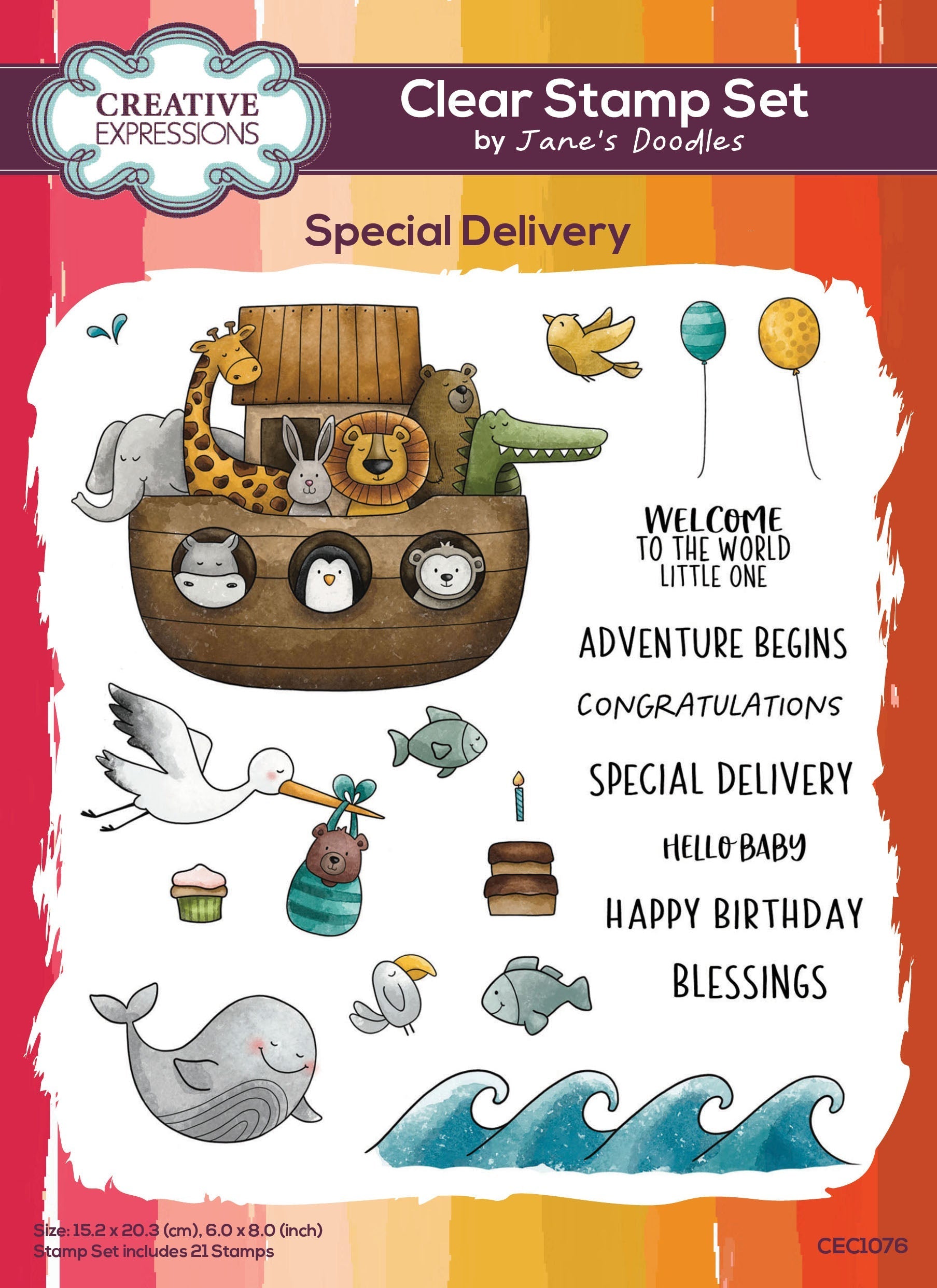 Creative Expressions Jane's Doodles Special Delivery 6 in x 8 in Clear Stamp Set