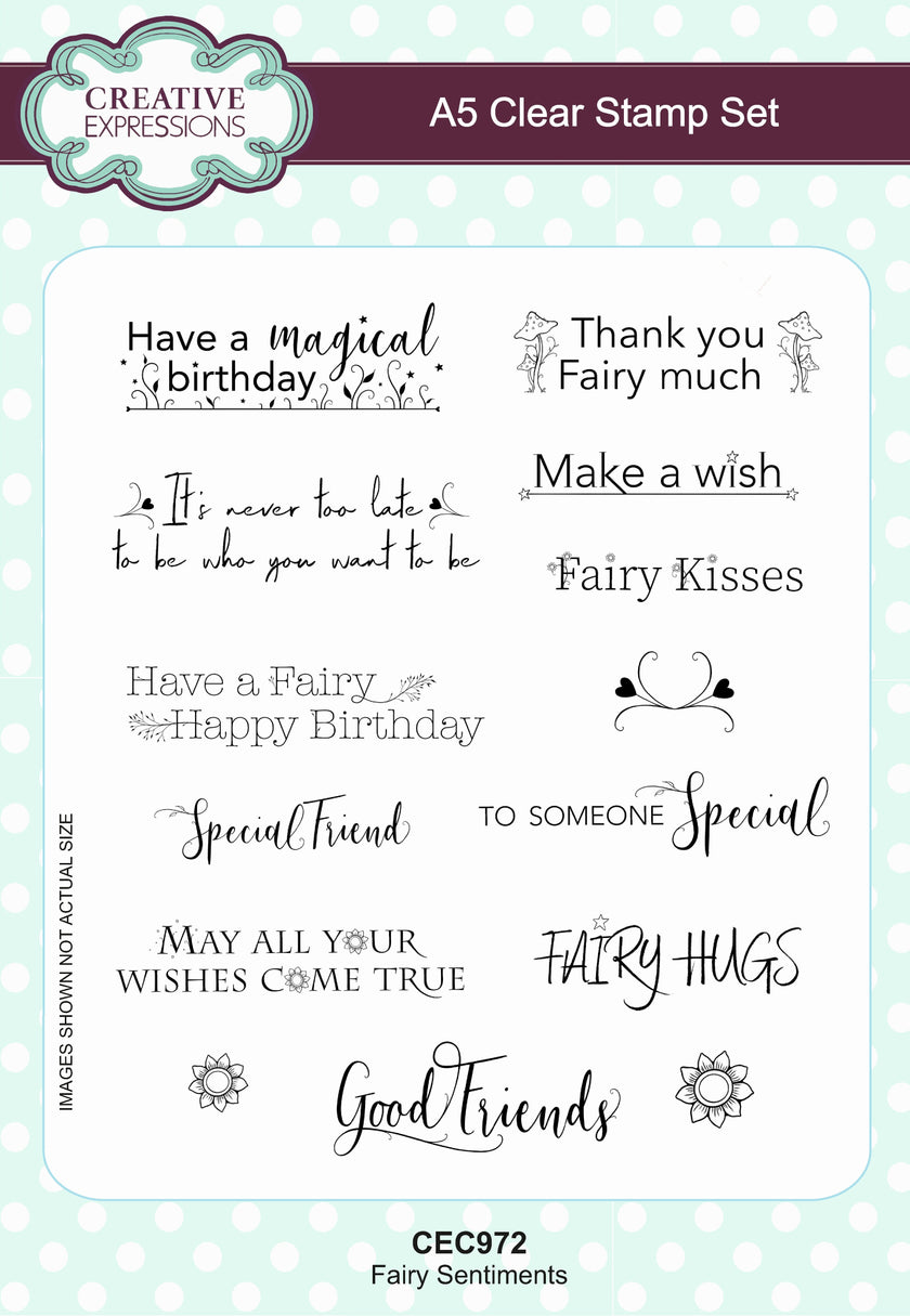 Creative Expressions Fairy Sentiments A5 Clear Stamp Set