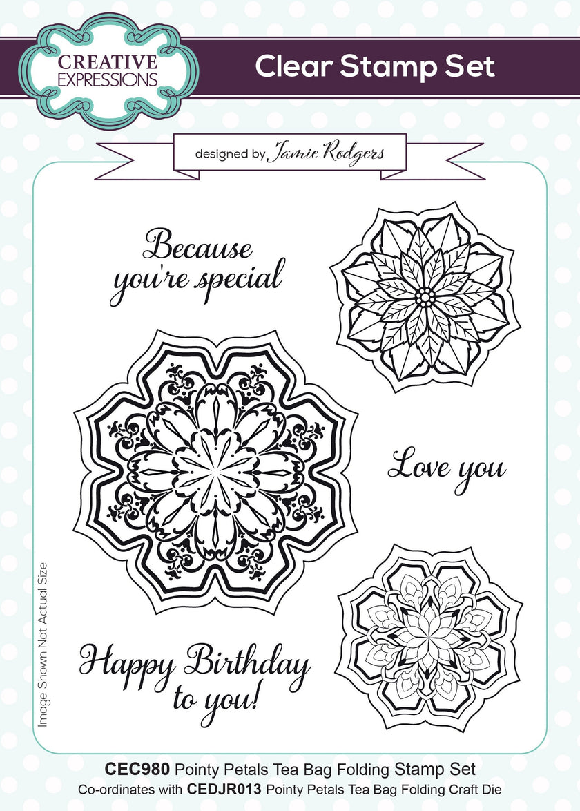 Creative Expressions Jamie Rodgers Pointy Petals Tea Bag Folding 6 in x 8 in Stamp Set