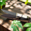 Couteau Haruto Bowie - Manche en os de chameau, lame de 7,5 pouces avec étui en cuir original.