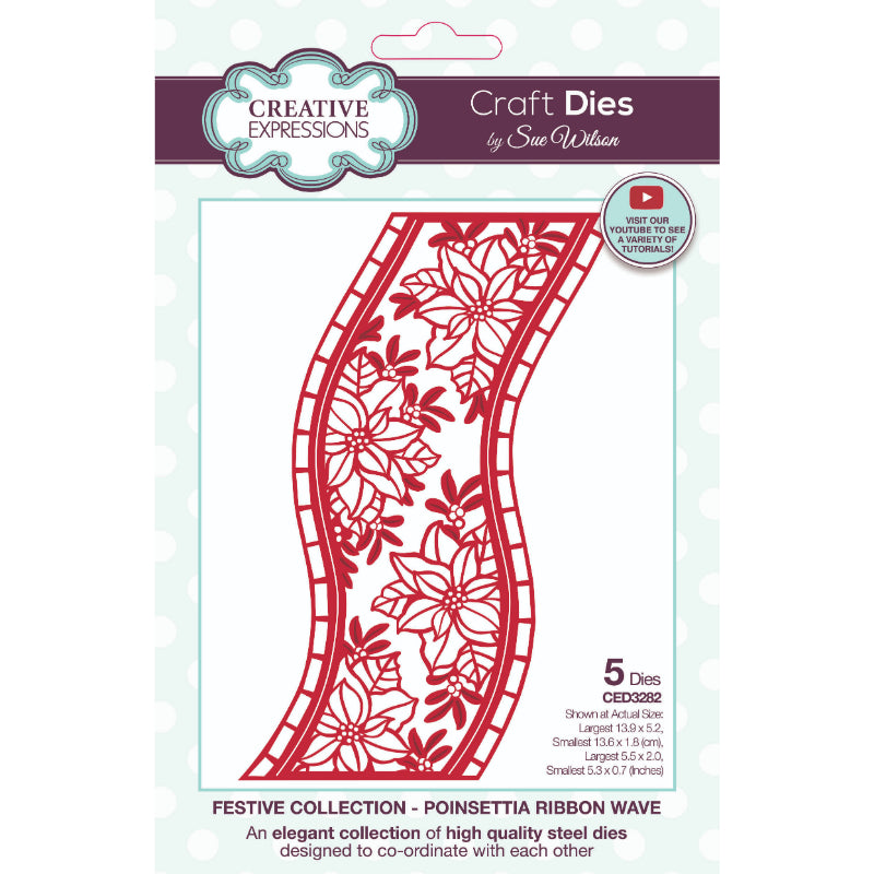 Creative Expressions Sue Wilson Festive Poinsettia Ribbon Wave Craft Die