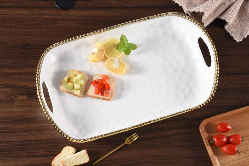 Pampa Bay - Golden Salerno Rectangular Tray with Handles