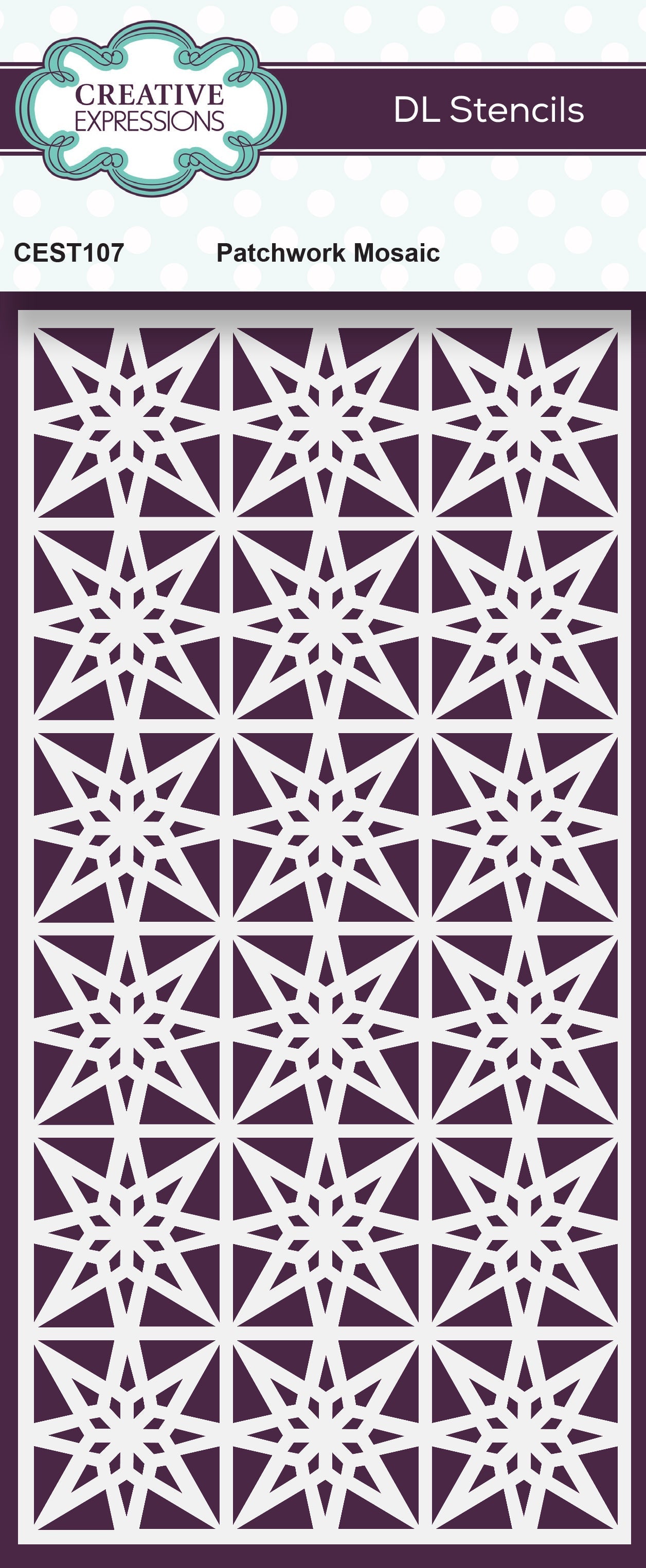Creative Expressions Patchwork Mosaic DL Stencil 4 in x 8 in (10.0 x 20.3 cm)