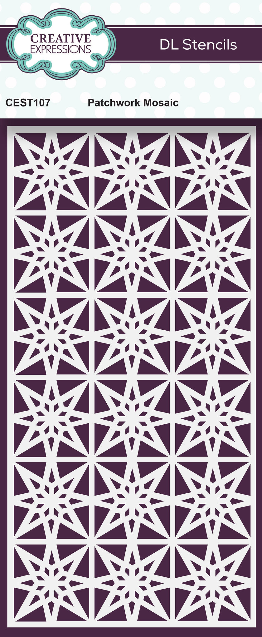 Creative Expressions Patchwork Mosaic DL Stencil 4 in x 8 in (10.0 x 20.3 cm)